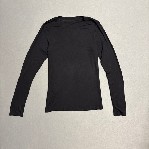Splits59 Louise Rib Long Sleeve Top Shirt Black Athletic Fitted Casual - Picture 1 of 7